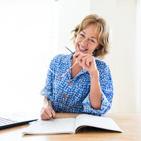 Beautiful mature senior woman at home